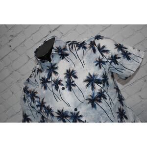 Express Shirt Mens Size XS Stretch Blue Floral Tropical Hawaiian NEW